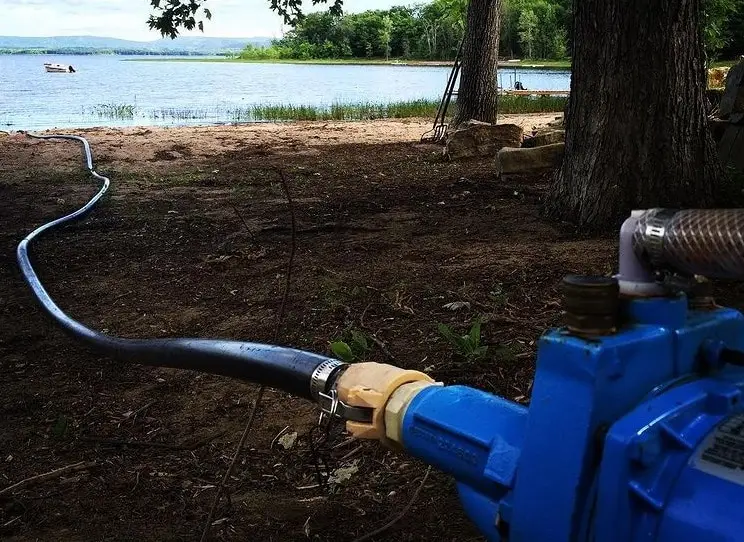 Jet Pump pumping from river for irrigation.