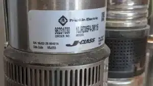 Franklin Electric Submersible Well Pump with the date code located on the lower left of the ID sticker.
